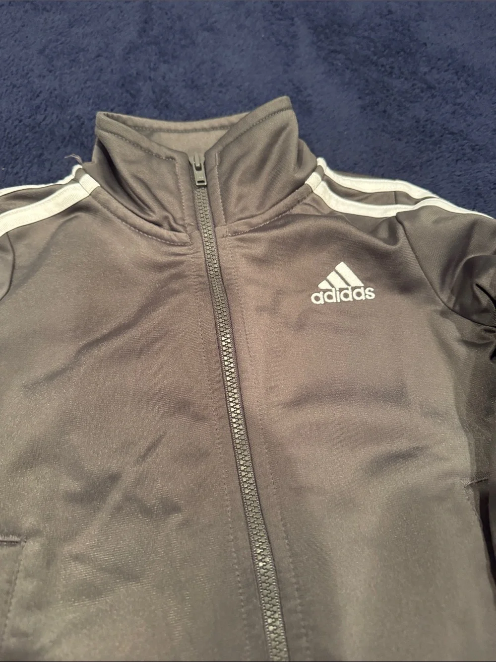 adidas Kids Gray Zip-Front Track Jacket with White Stripes